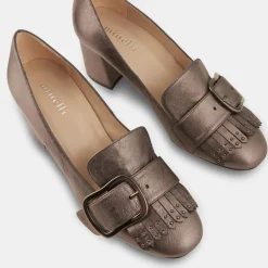 Minelli Escarpins|Trotters en Cuir verni Lili étain - Talon 6 cm