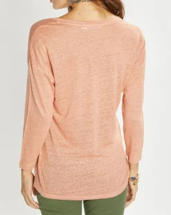 Lauren Vidal T-Shirts|T-Shirt 100% Lin Essential pêche