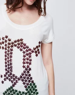 John Galliano T-Shirts|T-Shirt à sequins blanc/rouge/vert