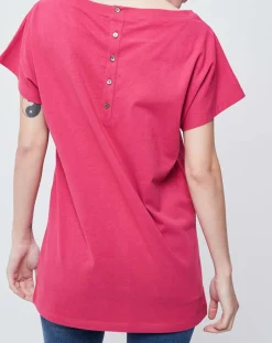 John Galliano T-Shirts|T-Shirt boutonné et imprimé rose