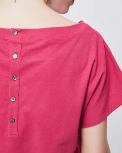 John Galliano T-Shirts|T-Shirt boutonné et imprimé rose