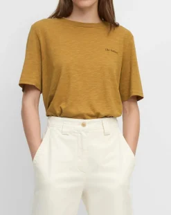 Marc O'Polo T-Shirts|T-Shirt Col rond inscription poitrine moutarde