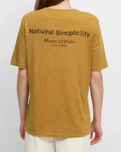 Marc O'Polo T-Shirts|T-Shirt Col rond inscription poitrine moutarde