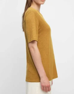 Marc O'Polo T-Shirts|T-Shirt Col rond inscription poitrine moutarde