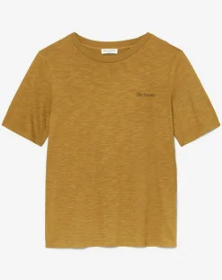 Marc O'Polo T-Shirts|T-Shirt Col rond inscription poitrine moutarde