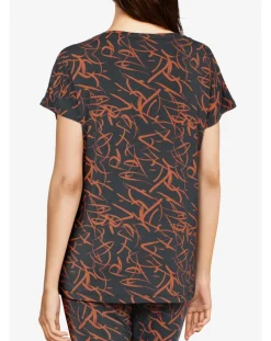 Femilet Lingerie, Nuit|T-Shirt de pyjama Volcano imprimé noir/orange