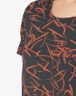 Femilet Lingerie, Nuit|T-Shirt de pyjama Volcano imprimé noir/orange