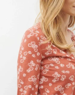 Caroll T-Shirts|T-Shirt Doris à fleurs pêche