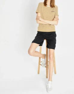 Marc O'Polo T-Shirts|T-Shirt en Coton à rayures marron/blanc