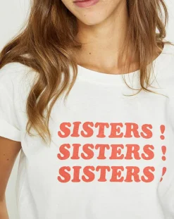 Galeries Lafayette T-Shirts|T-Shirt en Coton Bio Sisters blanc
