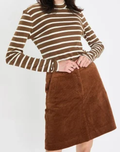 Marc O'Polo T-Shirts|T-Shirt en Coton mélangé Turtle rayé écru/marron