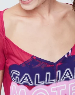 John Galliano T-Shirts|T-Shirt fin avec imprimé pourpre