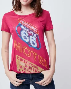 John Galliano T-Shirts|T-Shirt fin imprimé rose foncé