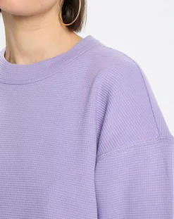 Marc O'Polo T-Shirts|T-Shirt gaufré manches 3/4 Boxy violet clair