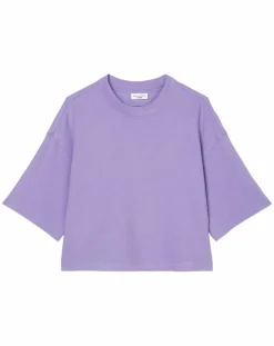 Marc O'Polo T-Shirts|T-Shirt gaufré manches 3/4 Boxy violet clair