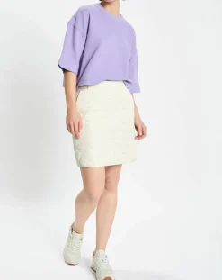 Marc O'Polo T-Shirts|T-Shirt gaufré manches 3/4 Boxy violet clair