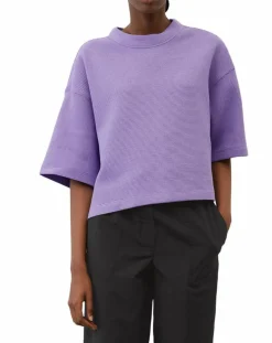 Marc O'Polo T-Shirts|T-Shirt gaufré manches 3/4 Boxy violet clair