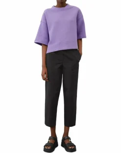 Marc O'Polo T-Shirts|T-Shirt gaufré manches 3/4 Boxy violet clair