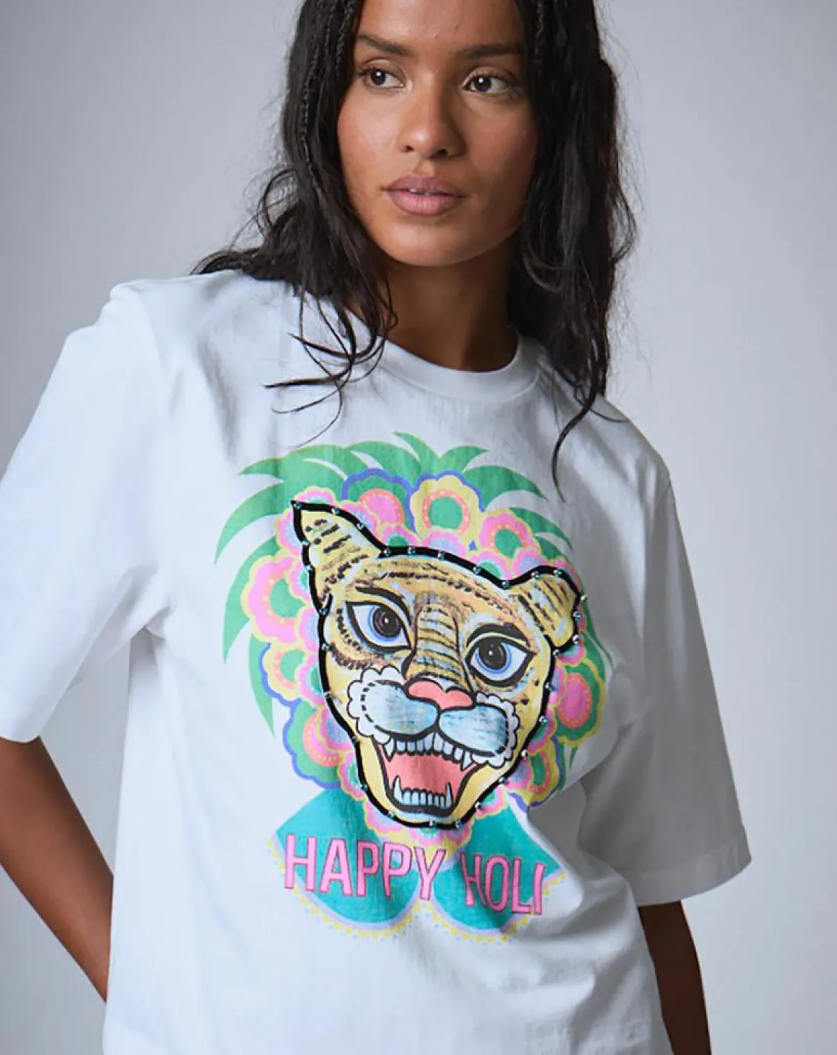 Manoush T-Shirts|T-Shirt Happy Holi blanc