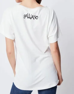 John Galliano T-Shirts|T-Shirt imprimé blanc cassé/noir
