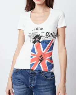 John Galliano T-Shirts|T-Shirt imprimé blanc/multicolore