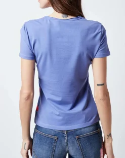 John Galliano T-Shirts|T-Shirt imprimé drapeau bleu lavande