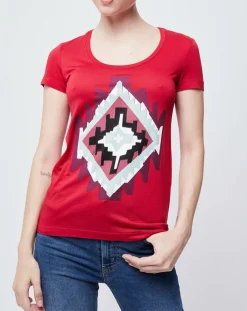 John Galliano T-Shirts|T-Shirt imprimé ethnique rouge/multicolore