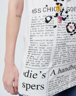 John Galliano T-Shirts|T-Shirt imprimé Gazette et fleurs blanc cassé/multicolore