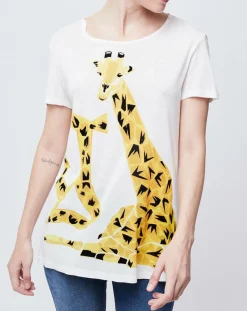 John Galliano T-Shirts|T-Shirt imprimé girafes blanc cassé/jaune/noir