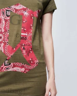 John Galliano T-Shirts|T-Shirt imprimé kaki foncé/rouge