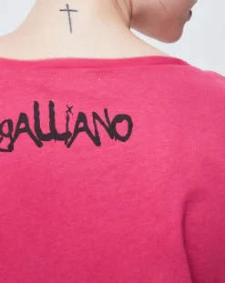John Galliano T-Shirts|T-Shirt imprimé rose foncé