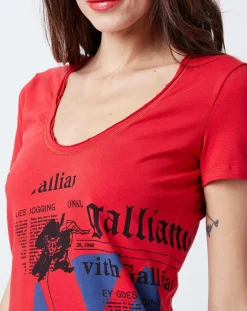 John Galliano T-Shirts|T-Shirt imprimé rouge/bleu/noir
