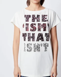 John Galliano T-Shirts|T-Shirt Long imprimé blanc cassé/noir/rose