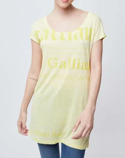 John Galliano T-Shirts|T-Shirt Long imprimé Gazette jaune poussin/jaune moutarde