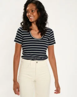 Esprit T-Shirts|T-Shirt Rib bleu marine