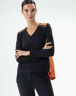 Bleu Blanc Rouge T-Shirts|T-Shirt Signe noir/orange perlee