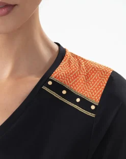 Bleu Blanc Rouge T-Shirts|T-Shirt Signe noir/orange perlee