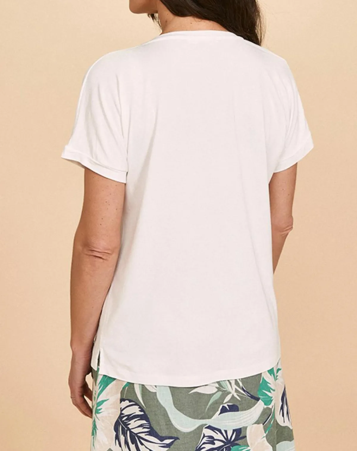 Devernois T-Shirts|T-Shirt Tilleul à broderies blanc cassé