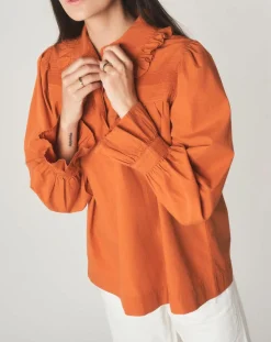 Stella Forest Tops Et Blouses|Tunique en Coton Anna brodée rouille