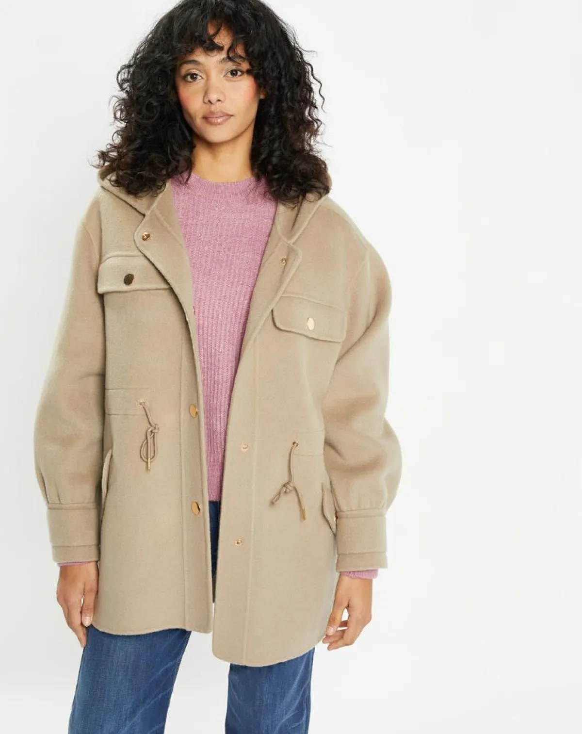 Lou Andrea Vestes, Blousons|Veste 100% Laine Carla taupe