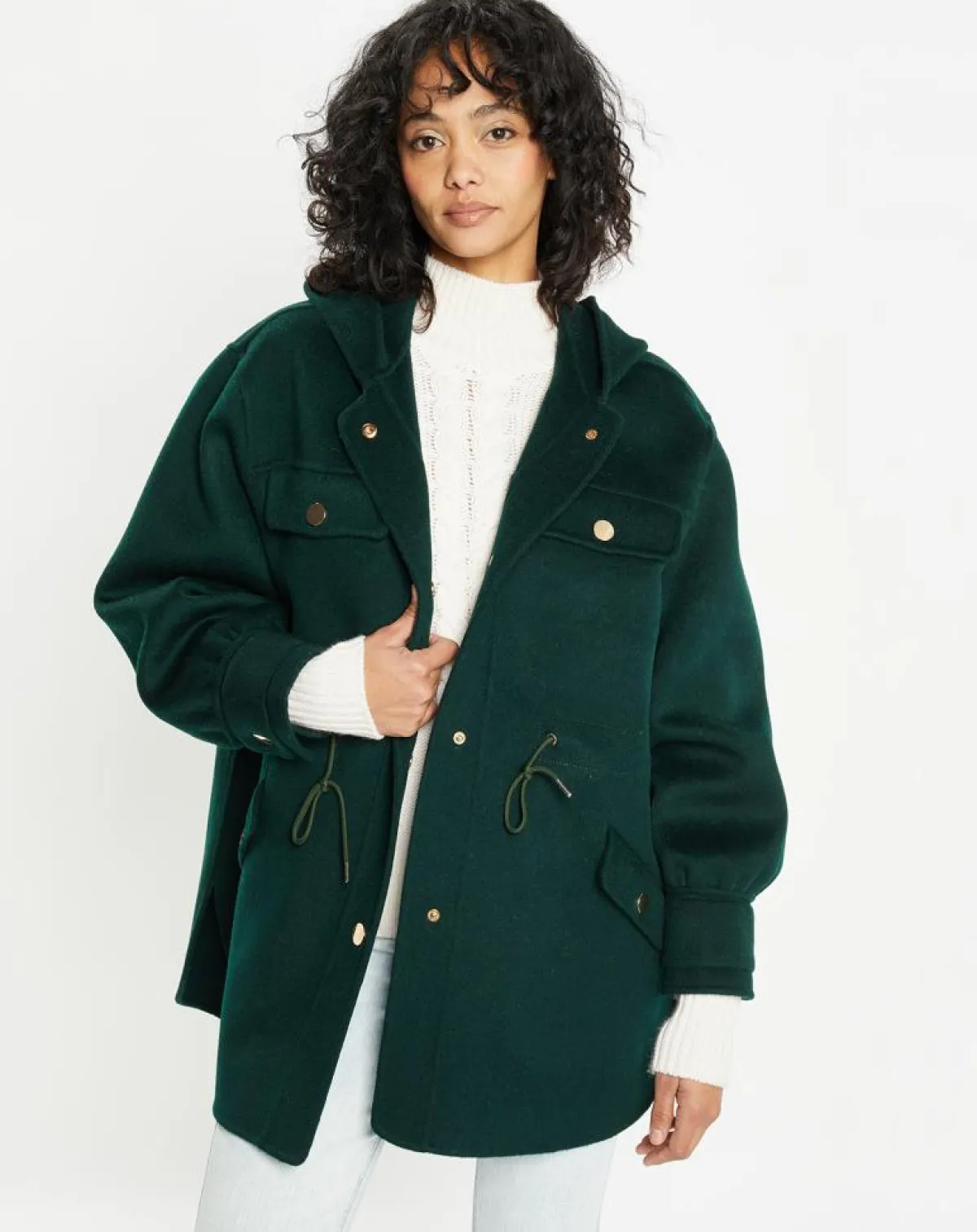 Lou Andrea Vestes, Blousons|Veste 100% Laine Carla vert sapin