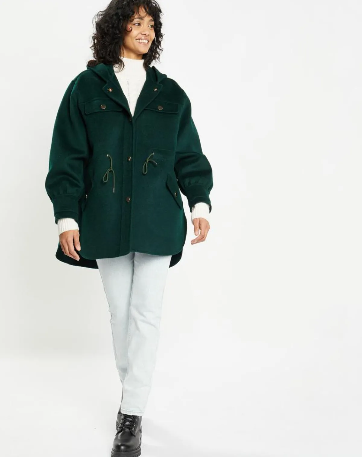 Lou Andrea Vestes, Blousons|Veste 100% Laine Carla vert sapin