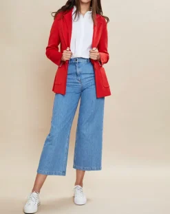 Devernois Vestes, Blousons|Veste blazer en Laine mélangée Voilier rouge