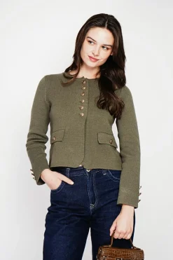 C&Jo Vestes, Blousons|Veste courte boutonnée kaki