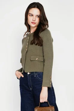 C&Jo Vestes, Blousons|Veste courte boutonnée kaki