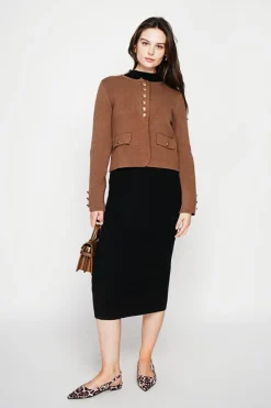 C&Jo Vestes, Blousons|Veste courte boutonnée marron