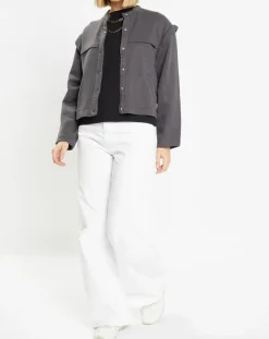 Galeries Lafayette Vestes, Blousons|Veste courte en Coton Léonor gris foncé