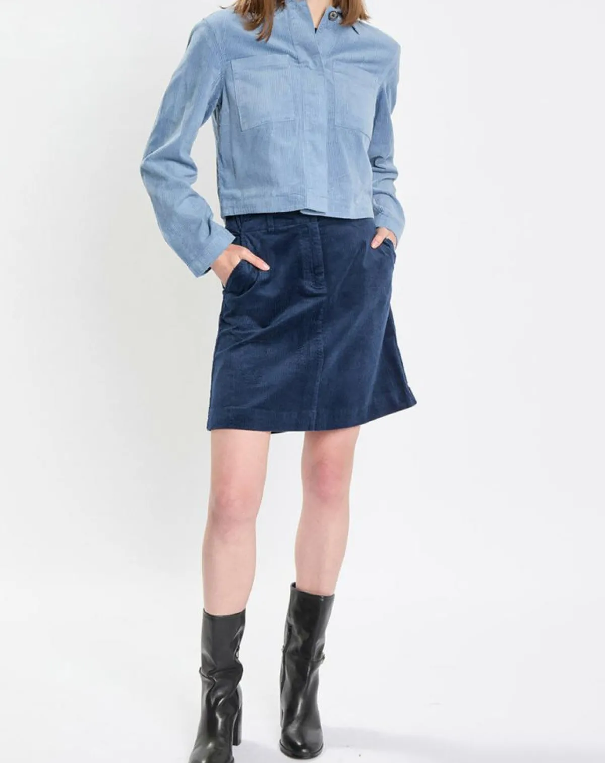 Marc O'Polo Vestes, Blousons|Veste courtes en Velours côtelé bleu ciel