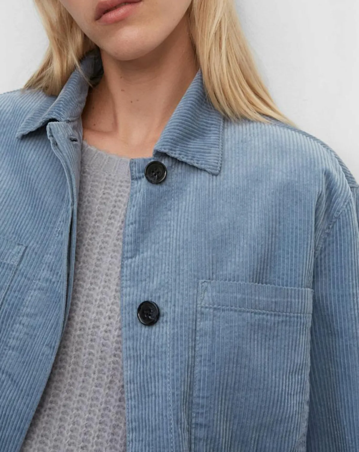 Marc O'Polo Vestes, Blousons|Veste courtes en Velours côtelé bleu ciel