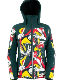 Duvillard Manteaux|Veste de ski Ecandies imprimée vert/multicolore